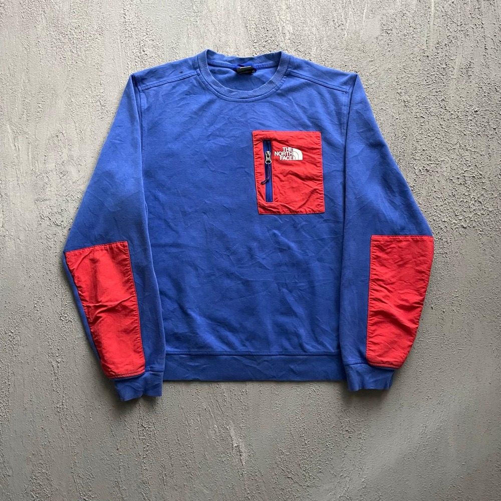 The North Face Colorblock Pocket Sweatshirt Mens Medium Blue